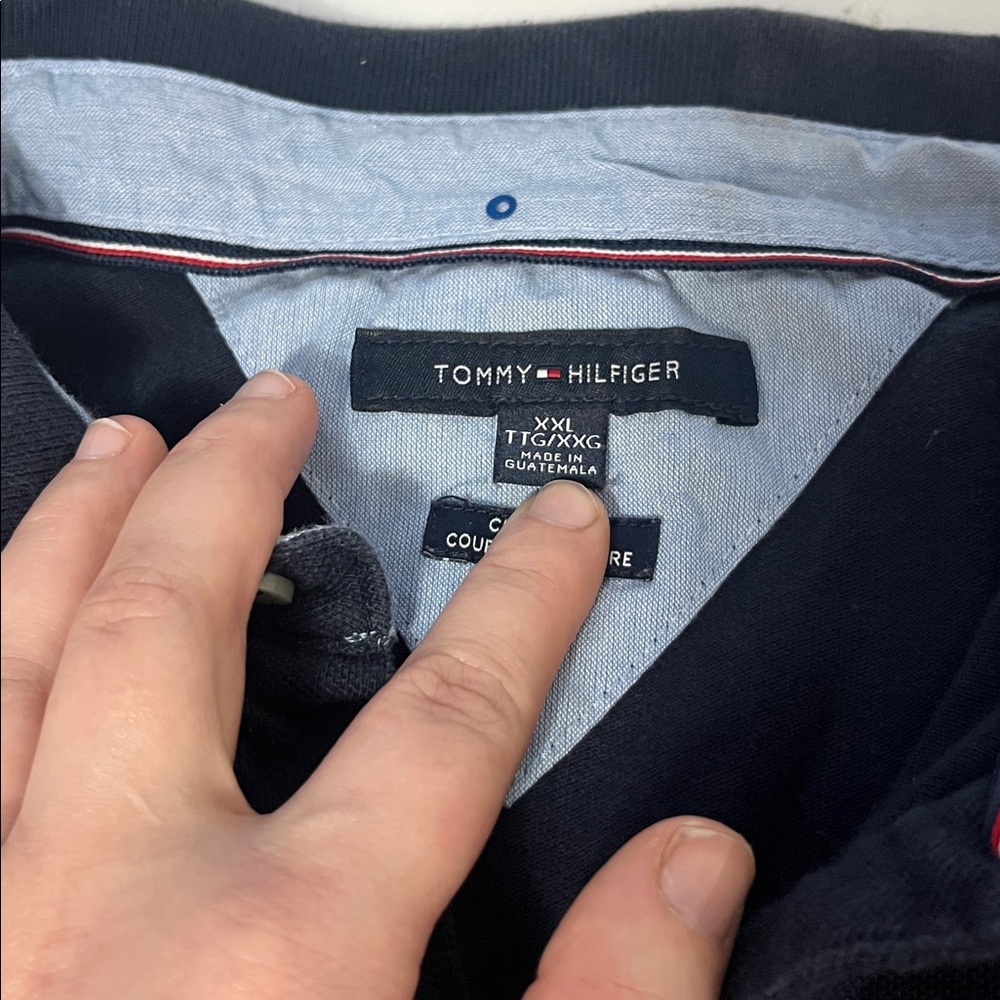 Tommy Hilfiger XXL Short Sleeve Navy Blue Custom Fit Collared Polo Top - Picture 5 of 5